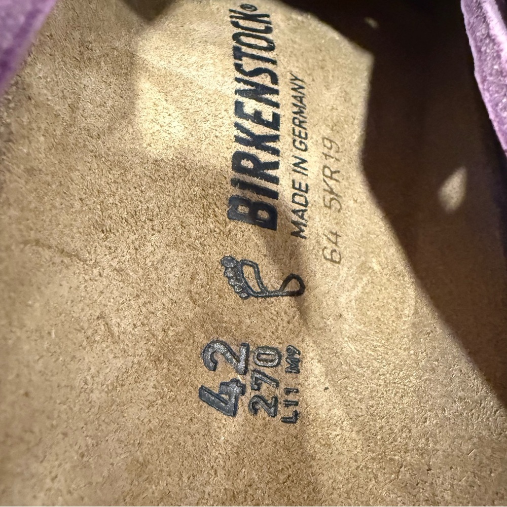Birkenstock Boston Mauve Suede Leather Clogs Classic Cork Footbed Slip On Sz 42 - Picture 7 of 8